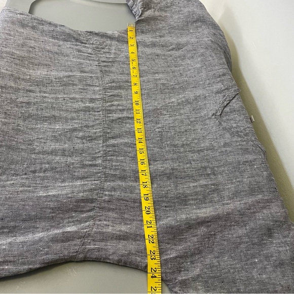 Flax Linen Gray Dress M Lagenlook Boho Minimalist Loose Fit Short Sleeve Pockets - Picture 5 of 6